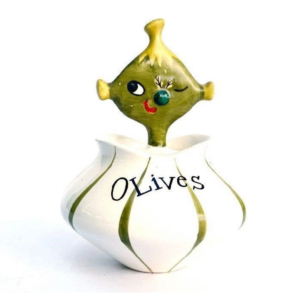 Vintage 1958 Holt Howard Pixieware Condiment olive jar cocktail Mint